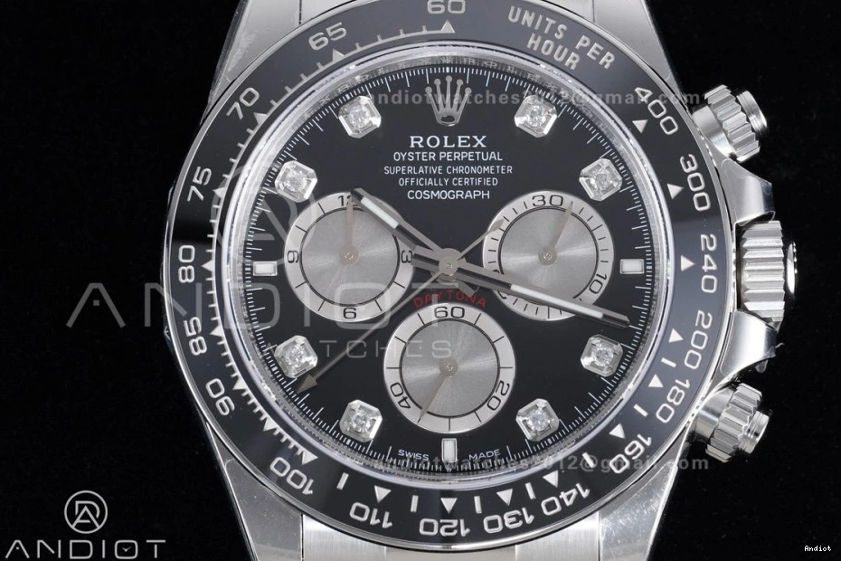 on Dial (Weighted) Oysterflex Silver VSF VS4131 Strap 1:1 Best Diamonds 126519 Daytona Edition Black V2 0306